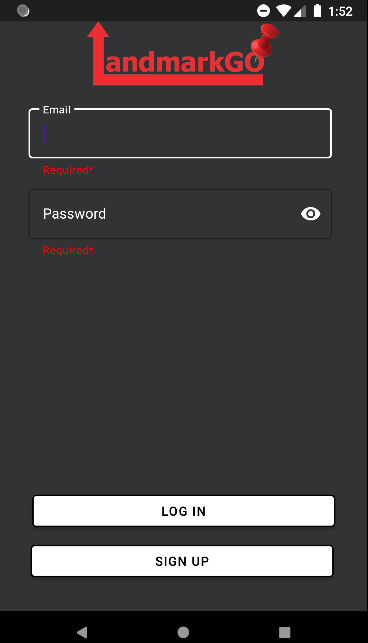 LandmarkGo Login Page